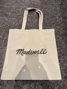 Madewell Cream Canvas Tote with Black Logo
